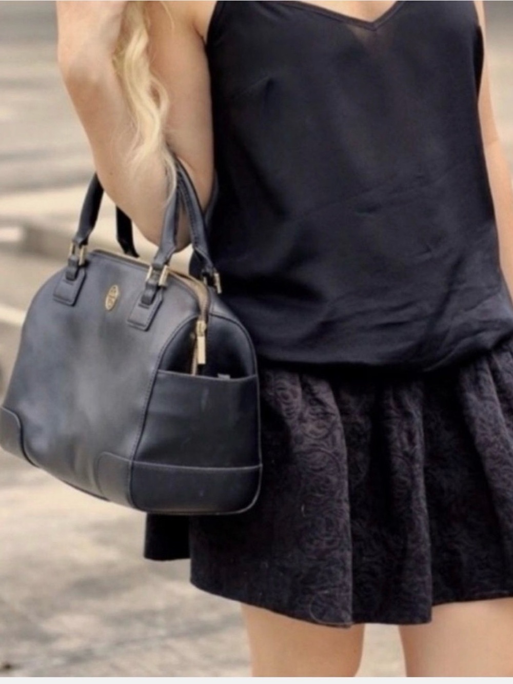 J. Crew Black matelassé mini skirt